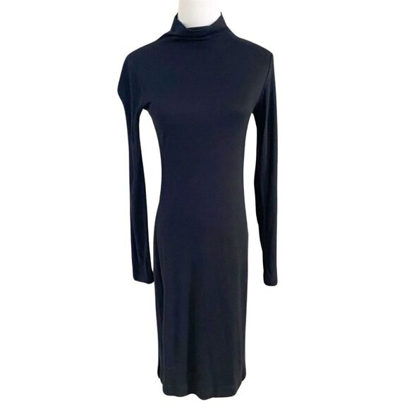 CLUB MONACO BLACK HIGH NECK LONG SLEEVES BODYCON DRESS - 0 - Picture 1 of 10